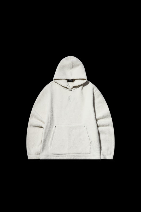 Metal Logo Faux Lambswool Hoodie